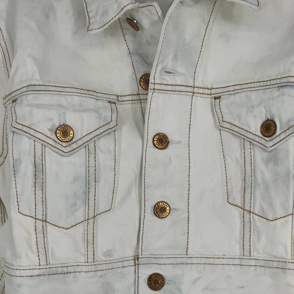 NEW RE/DONE Size X-Small Cropped Denim Trucker Jacket Sunbleach $385 msrp I11-15 - Picture 5 of 10